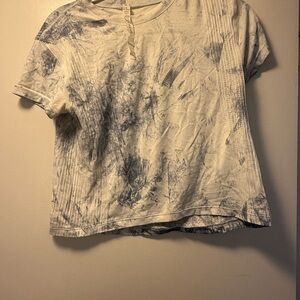 Lululemon Athletica Cream and Gray Boxy Polo T-Shirt